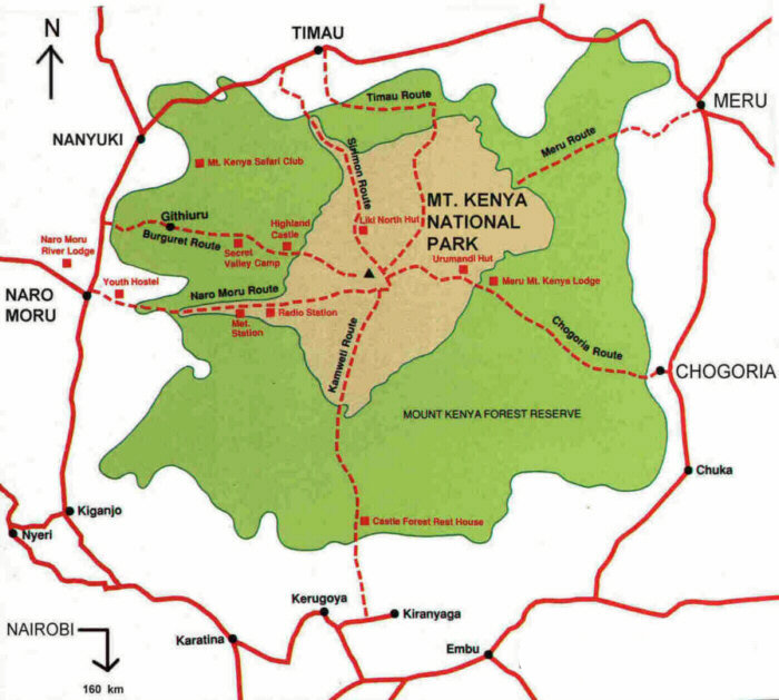 Bryson Heroes Tours - Mt. Kenya route map