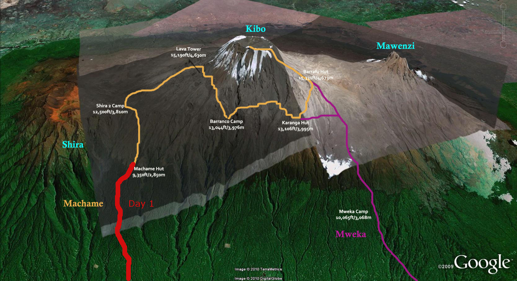 Bryson Heroes Tours Machame Route Map