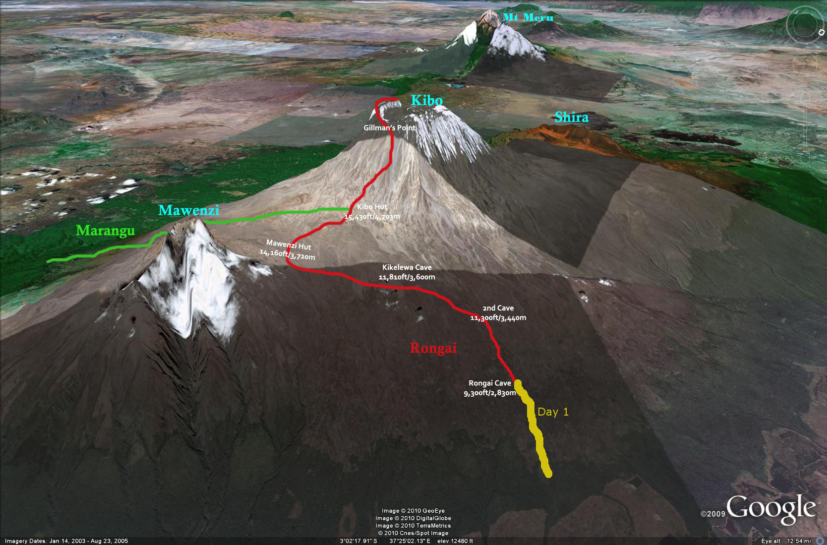 Bryson Heroes Tours Rongai Route Map