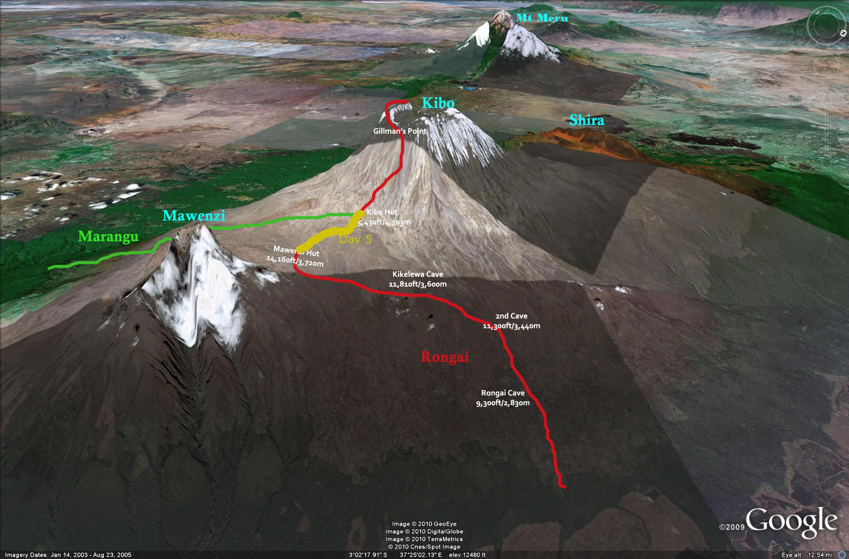 Bryson Heroes Tours Rongai Route Map